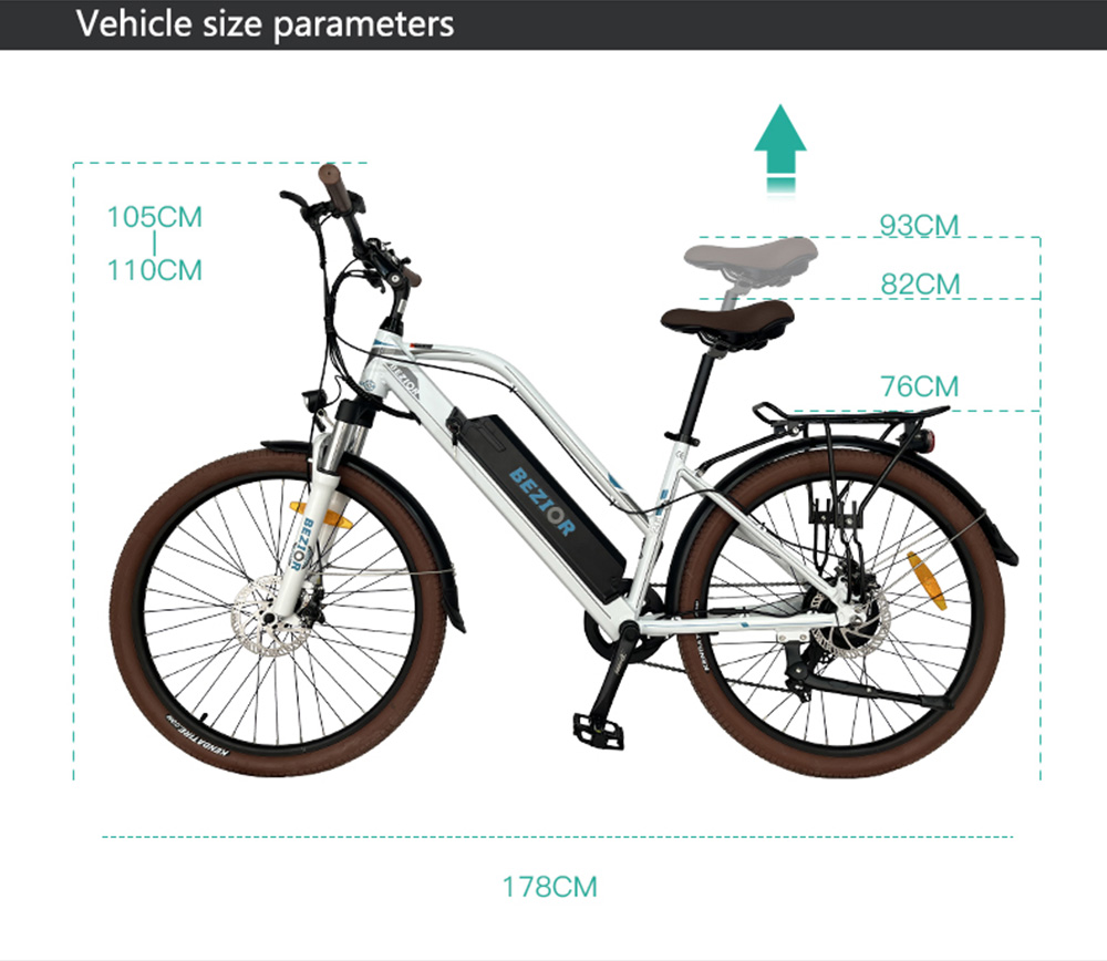 Bicicleta ciclomotor elétrica Bezior M2 Pro 500W autonomia 100km branco