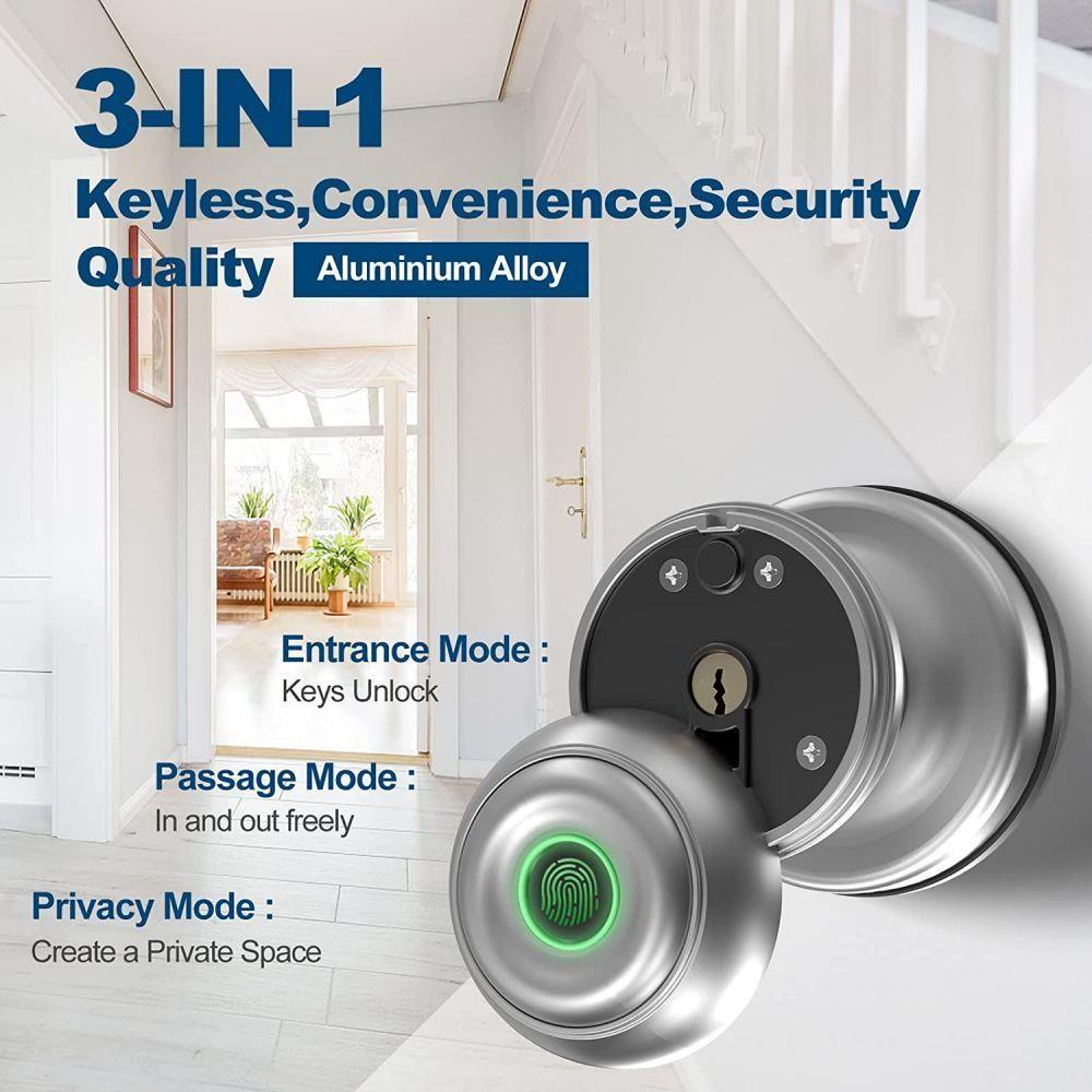 Geek Chef GeekTale K01-02 Smart Fingerprint Door Knob Matte Silver