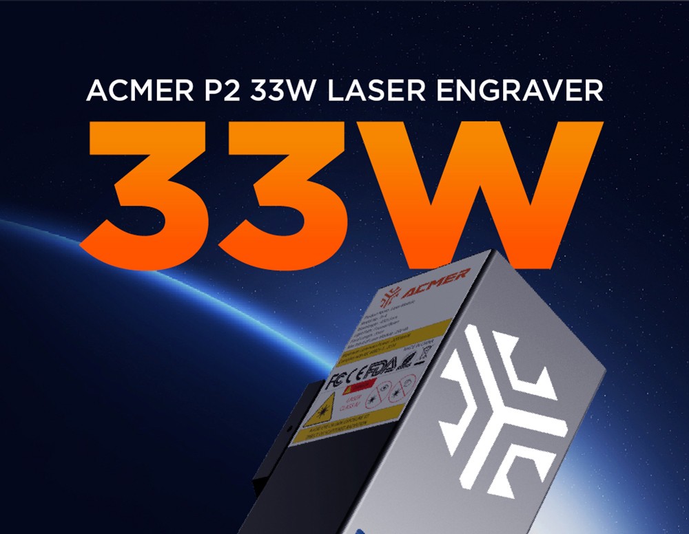 ACMER P2 33W lasergraveringsskærer med automatisk luftassistent