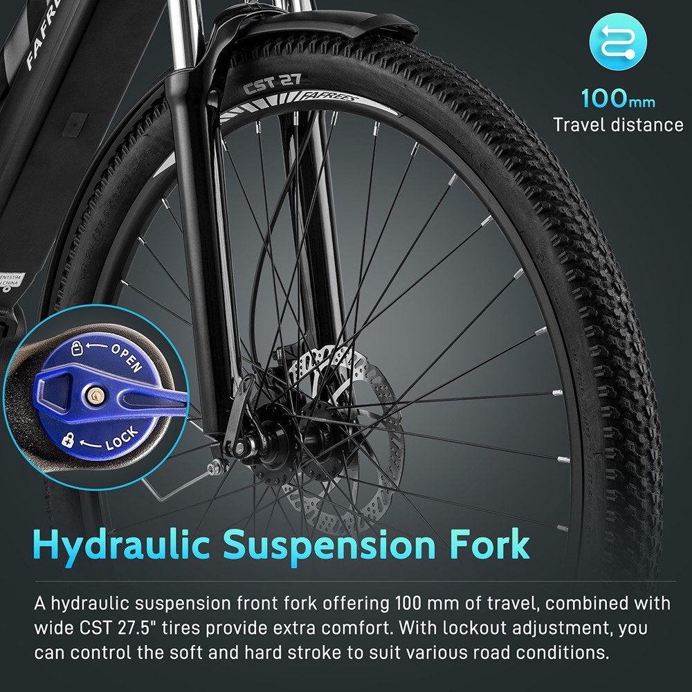FAREES FM8 Pro Vélo électrique 27.5 pouces Pneus pneumatiques Noir