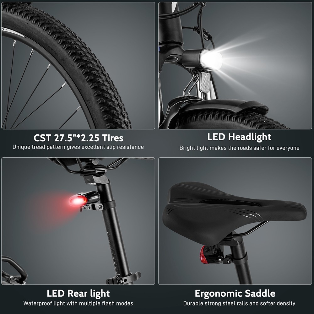 Ηλεκτρικό ποδήλατο FAREES FM8 Pro 27,5 ιντσών Πνευματικά ελαστικά Μαύρο