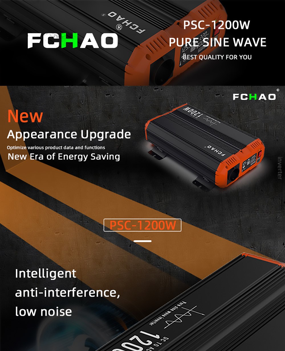 FCHAO 1200W 12V Pure Sine Wave Inverter