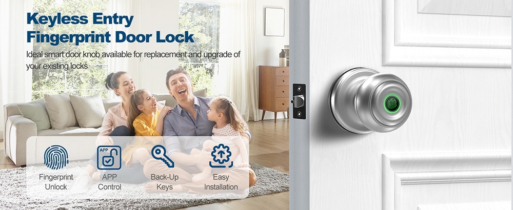 Geek Chef GeekTale K01-02 Smart Fingerprint Door Knob Matte Silver