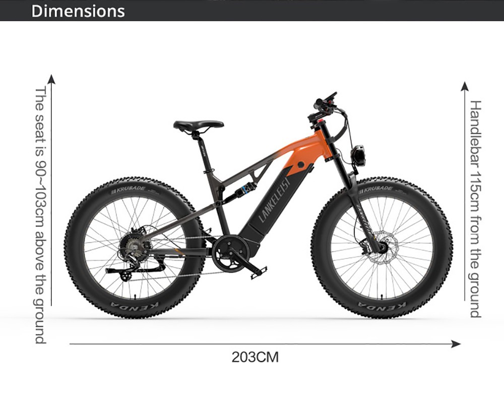 Elektromos kerékpár 26*4.0'' LANKELEISI RV800 Orange