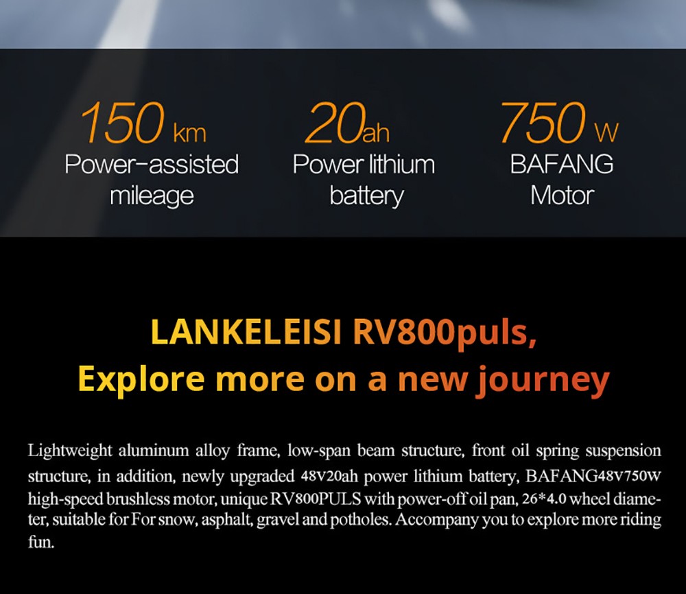 Elcykel 26*4,0'' LANKELEISI RV800 Orange