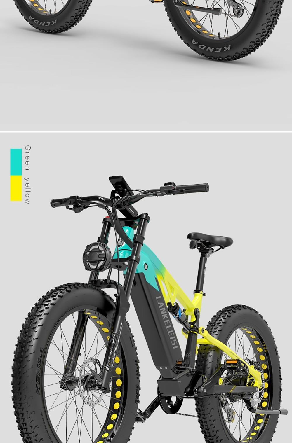 Bici elettrica LANKELEISI RV800 26*4.0'' Ruota giallo-verde