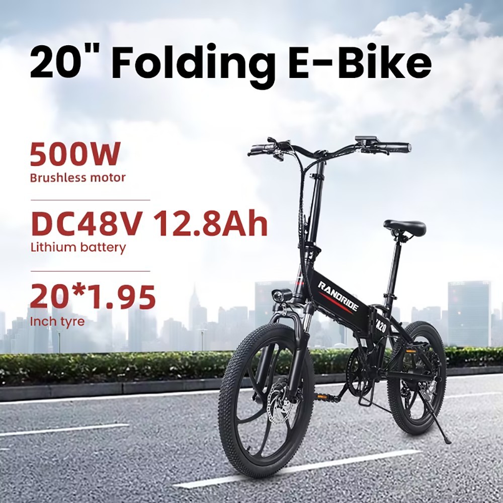 Bicicleta Eléctrica 500W RANDRIDE YA20 40Km/H 12.8Ah