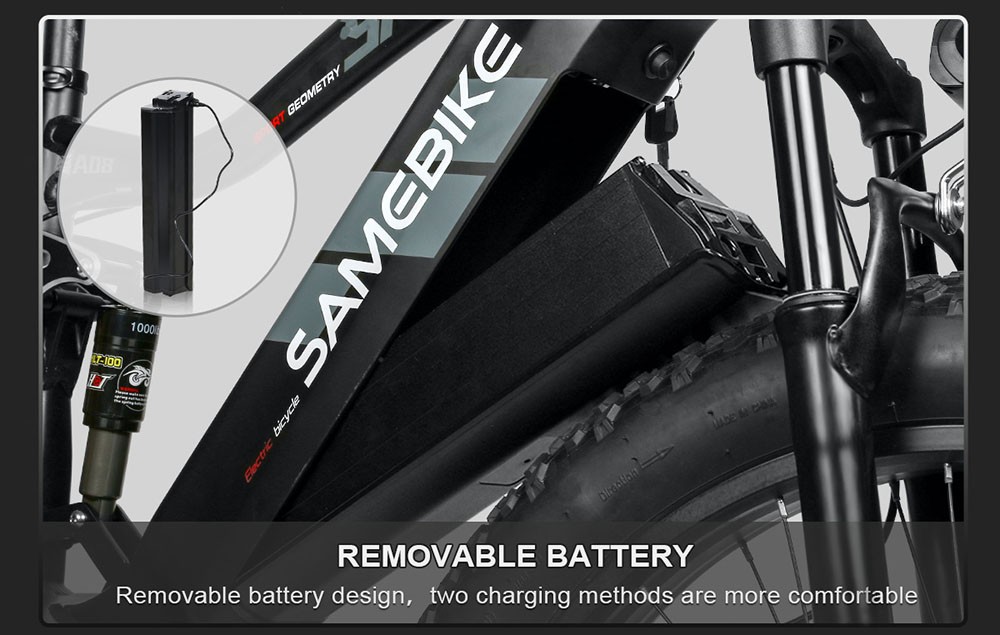 Γκρι ηλεκτρικό ποδήλατο Samebike RS-A08 750W 48V 17AH 35Km/H