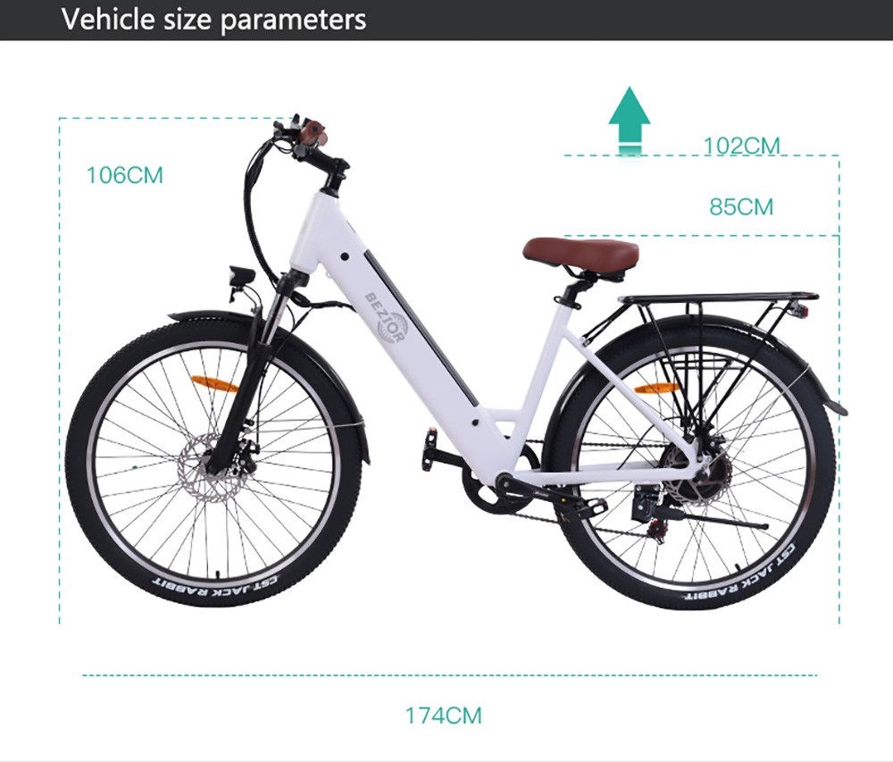 BEZIOR M3 Elcykel 26 Tommer 48V 500W Motor 32Km/t 10,4Ah Sort