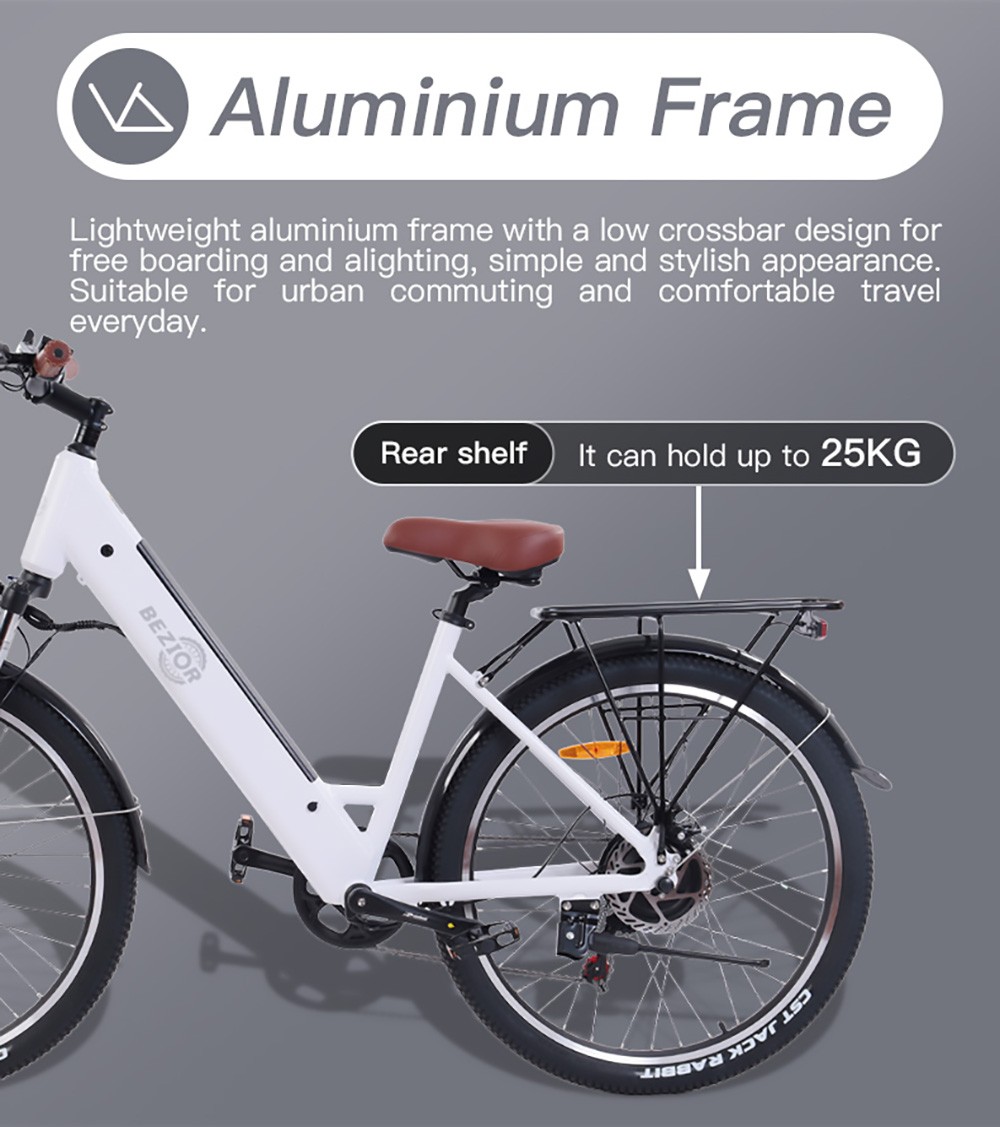 BEZIOR M3 Elcykel 26 tum 48V 500W Motor 32Km/h 10,4Ah Svart