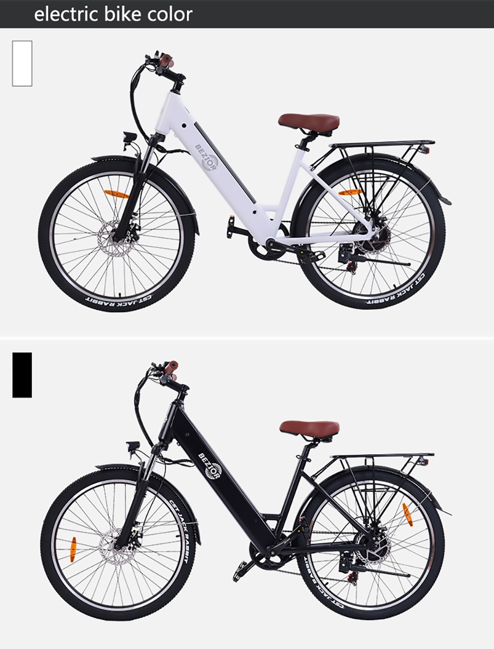 Bicicleta eléctrica BEZIOR M3 26 pulgadas 48V 500W motor 32Km/h 10.4Ah negro