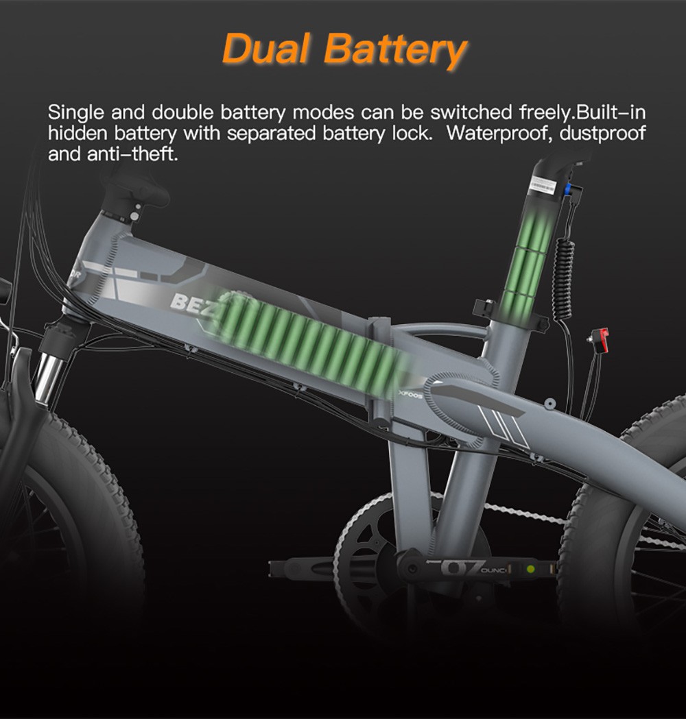 BEZIOR XF005 elektromos kerékpár 36V 500W kettős motor 32Km/h kettős akkumulátor