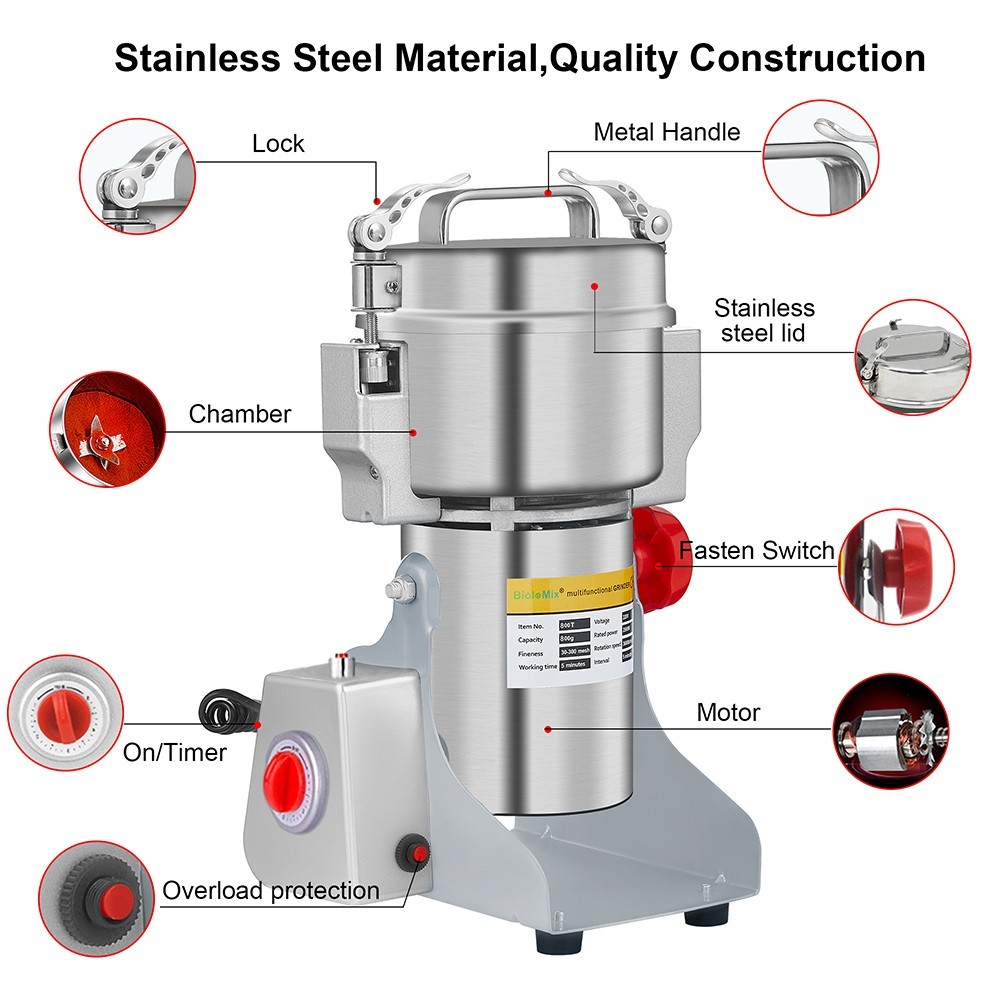 BioloMix 800g elektrische Getreidemühle