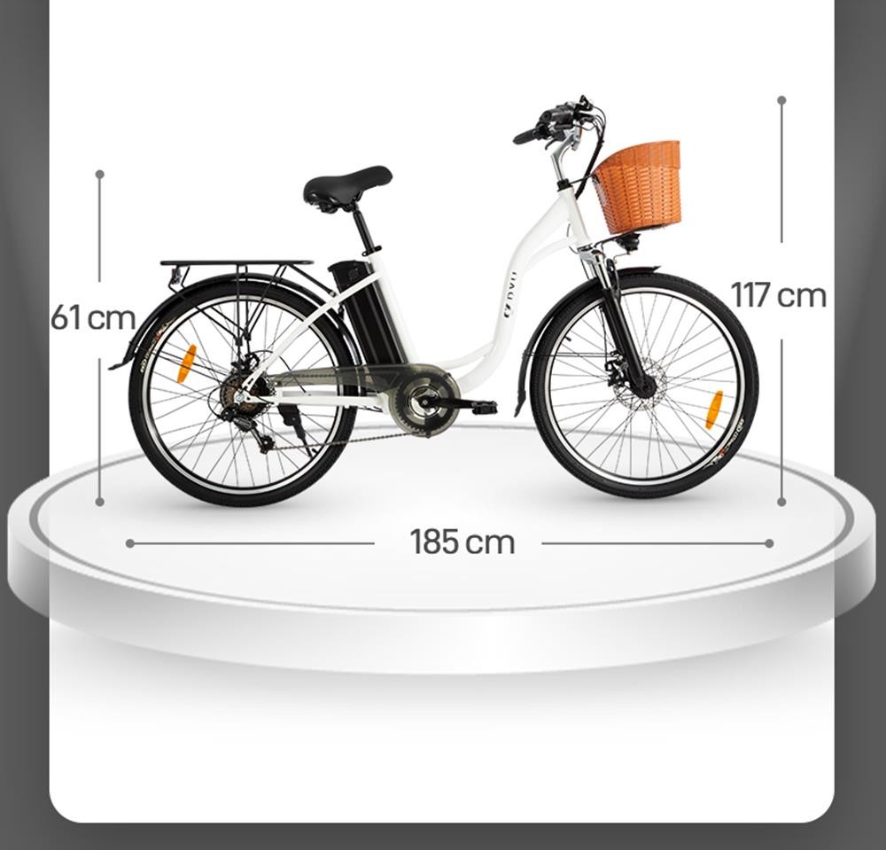 DYU C6 nieuwe versie elektrische fiets 350W motor 36V 12,5Ah zwart