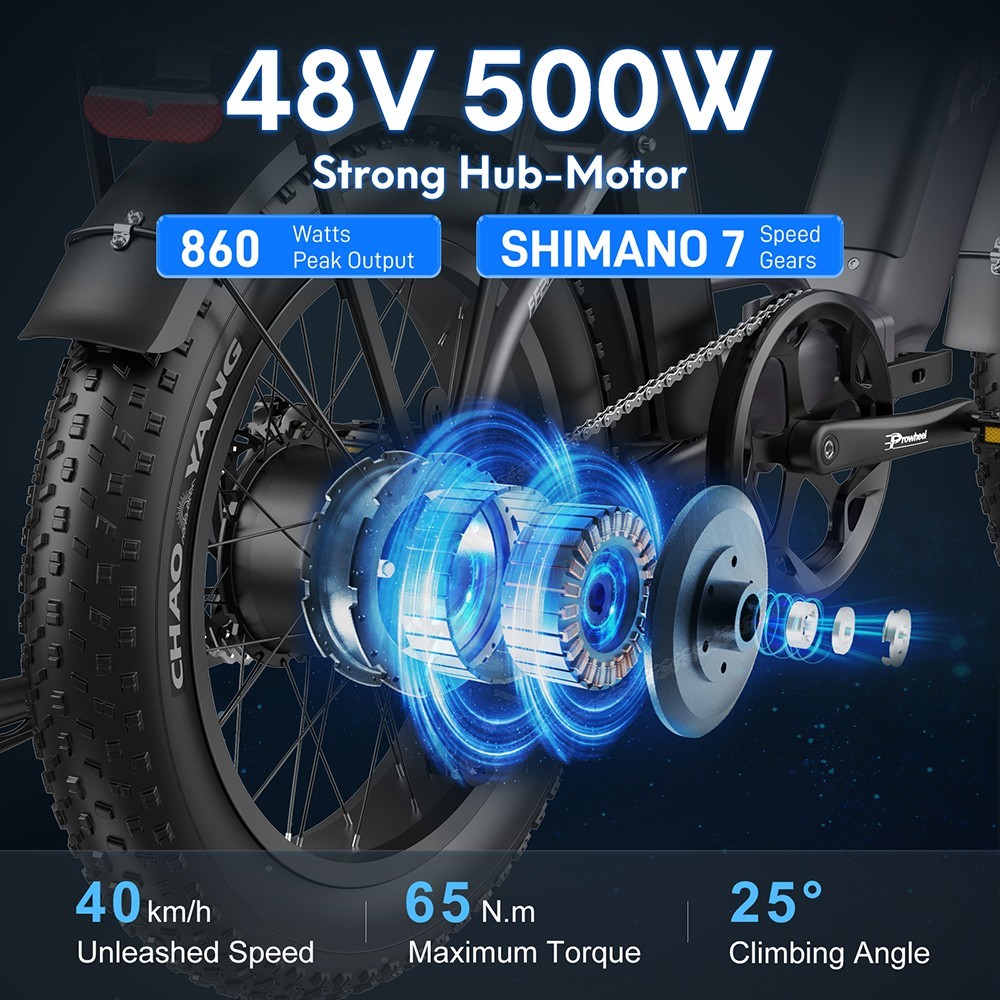 FAFRES FF20 Polar E-Bike 40Km/h 500W 48V 10.4AH Double Battery Blue