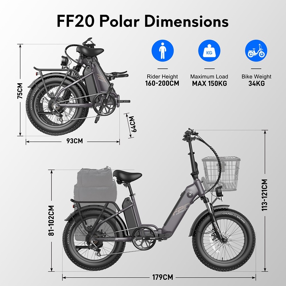 FAREES FF20 Polar E-Bike 40Km/h 500W 48V 10.4AH Dupla akkumulátor szürke