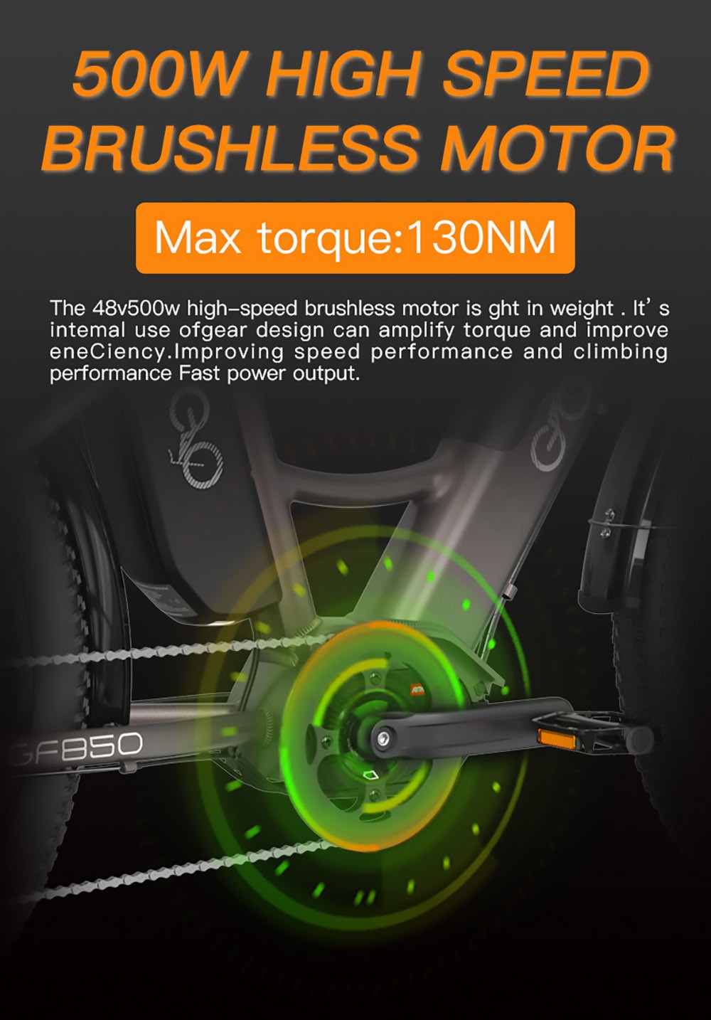 GOGOBEST GF850 elektrokolo 500W se středním motorem 32 km/h 2*10,4AH fialová