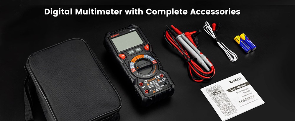 KAIWEETS HT118E AC/DC Digital Multimeter Sort