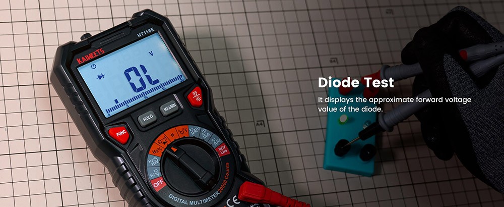 KAIWEETS HT118E AC/DC Digital Multimeter Svart