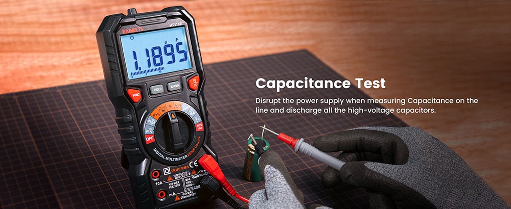 KAIWEETS HT118E AC/DC Digital Multimeter Svart