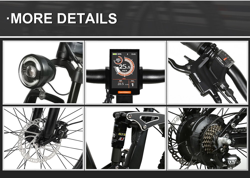 Samebike RS-A08 48V 17AH 35Km/h 750W Electric Bike Black