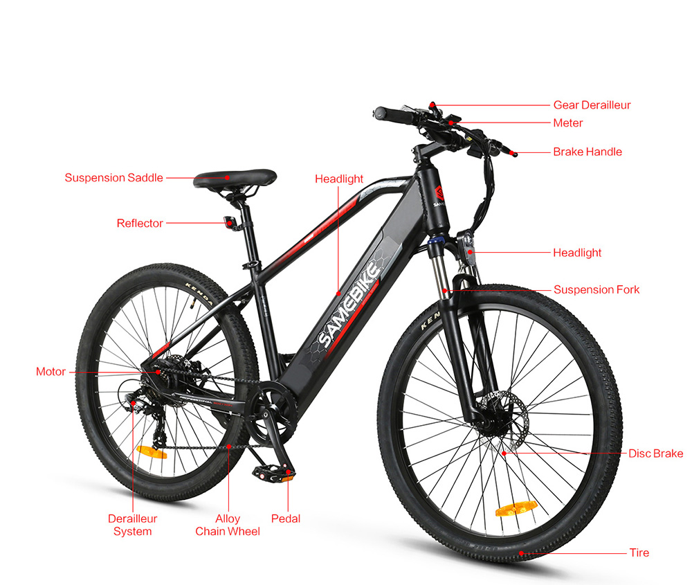 Elektrische fiets SAMEBIKE MY275 10,4 Ah motor 500 W 48 V 27,5 inch zwart