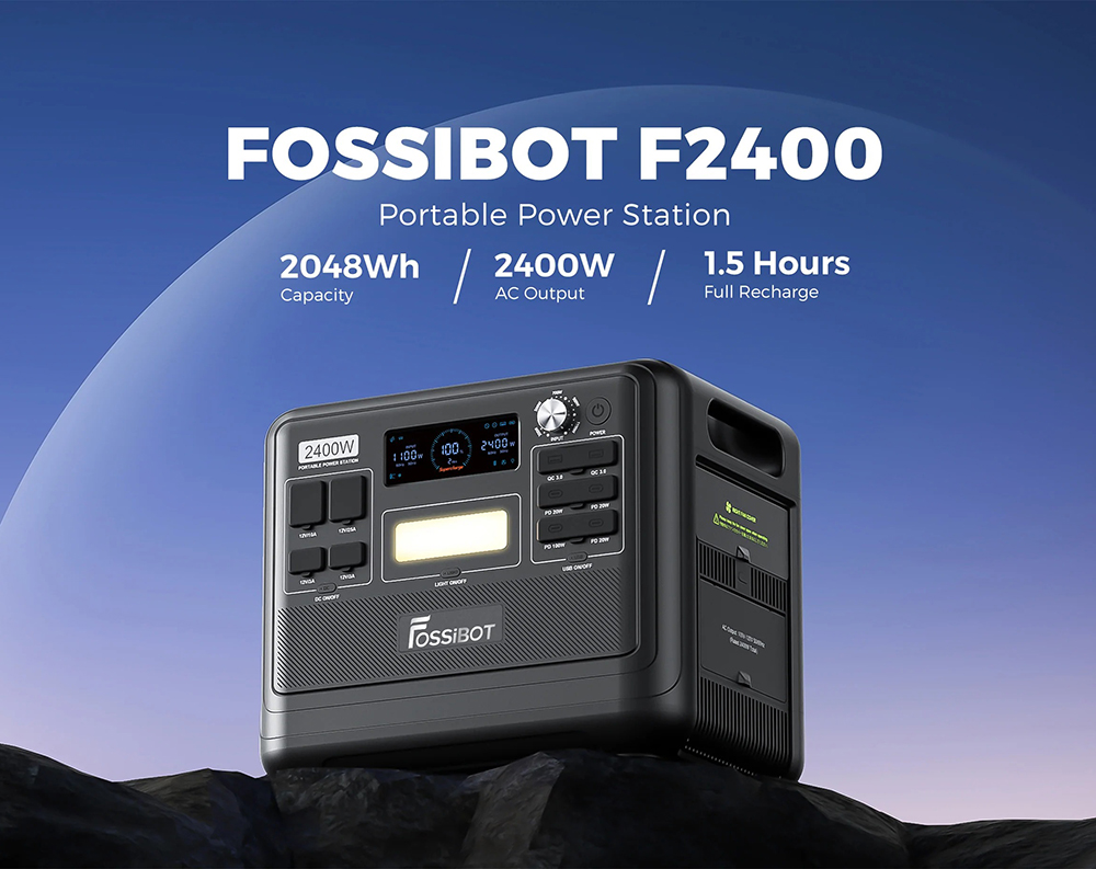 Central eléctrica portátil FOSiBOT F2400 + 2 paneles solares SP200 Enchufe europeo