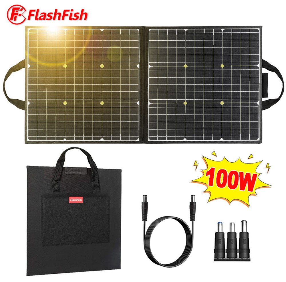 OUKITEL P501 bærbart kraftværk + Flashfish SP 100W solpanel