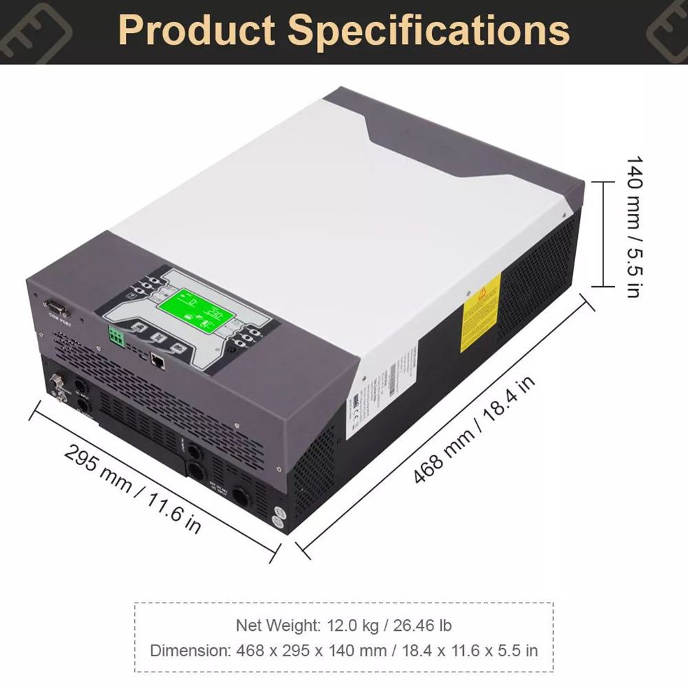 DAXTROMN 5000W hybrid solcellsinverterare