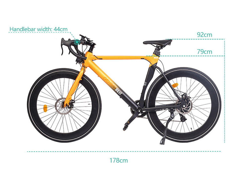 Bicicleta urbana elétrica GOGOBEST R2 700C 36V 9.6AH 32Km/h 250W Motor laranja