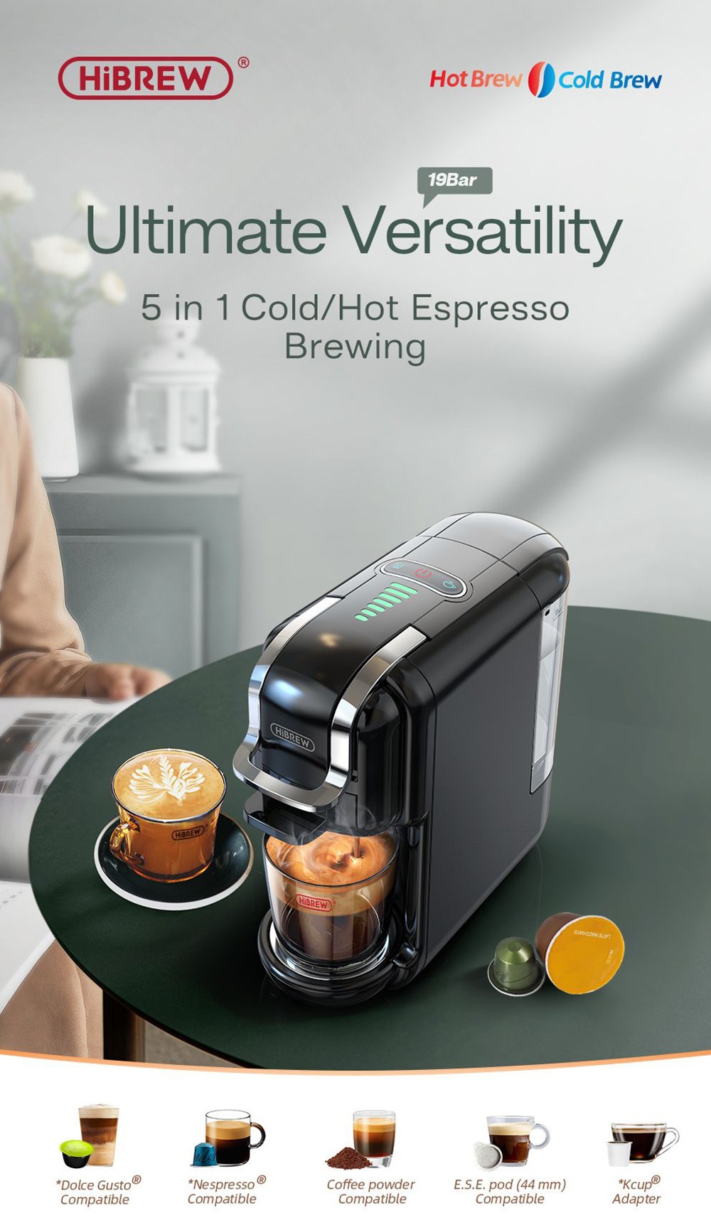 HiBREW H2B 5-in-1-Kaffeemaschine, Weiß