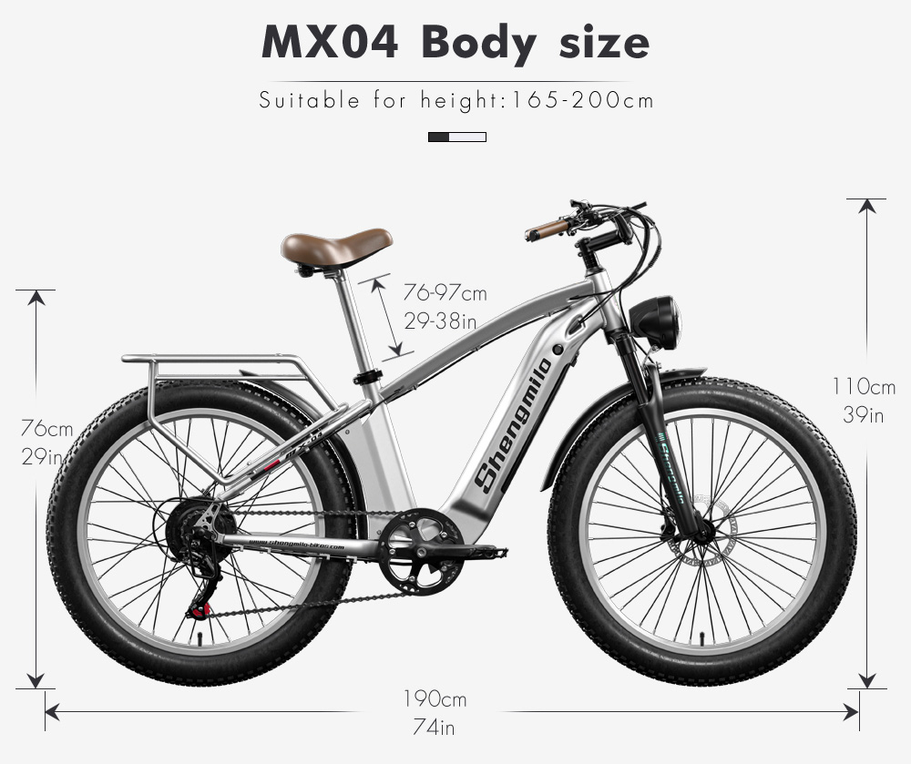Shengmilo MX04 Bici elettrica per pneumatici grassi da 26 pollici 40Km / h 15AH 500W motore