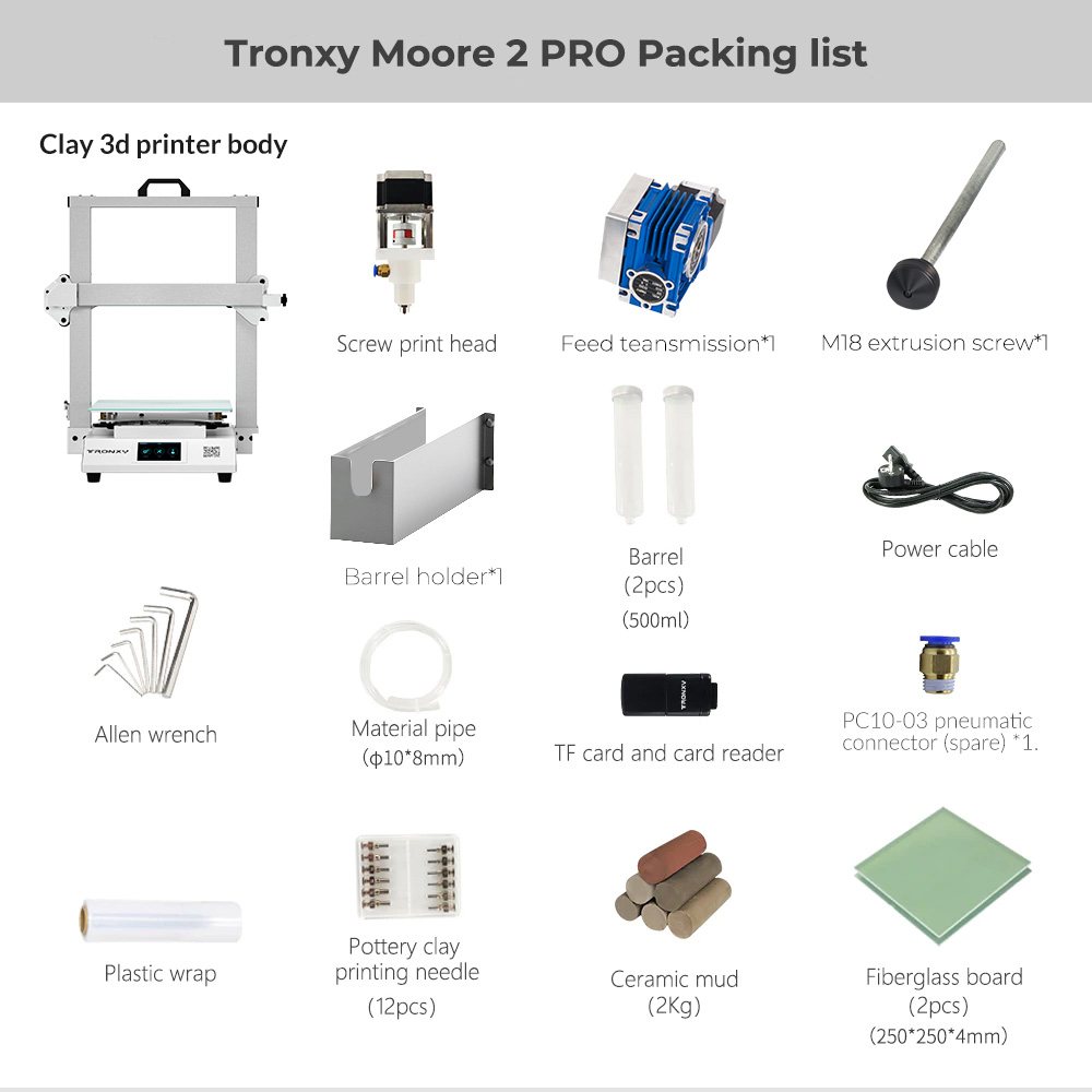TRONXY Moore 3 Pro keramische klei 2D-printer