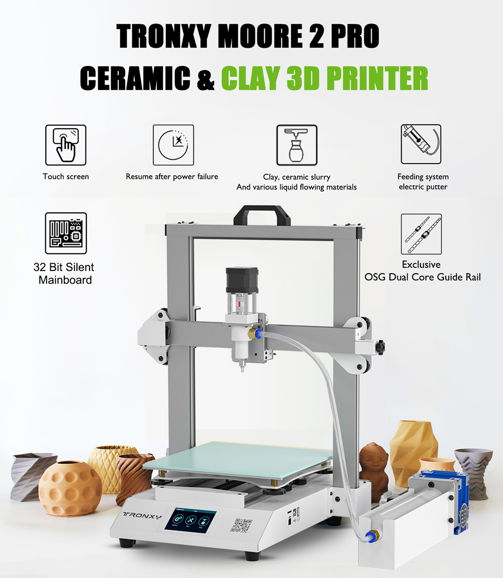 TRONXY Moore 3 Pro keramische klei 2D-printer