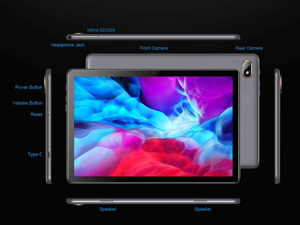 N-one NPad Air Tablet mit Lederhülle und gehärteter Folie