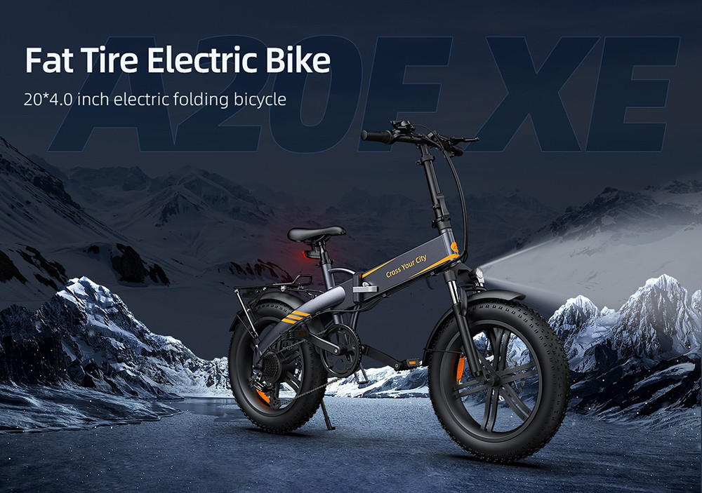 Bicicleta elétrica ADO A20F XE 250W quadro dobrável Engrenagens de 7 velocidades removível 10.4 AH bateria de íon de lítio E-bike - branca
