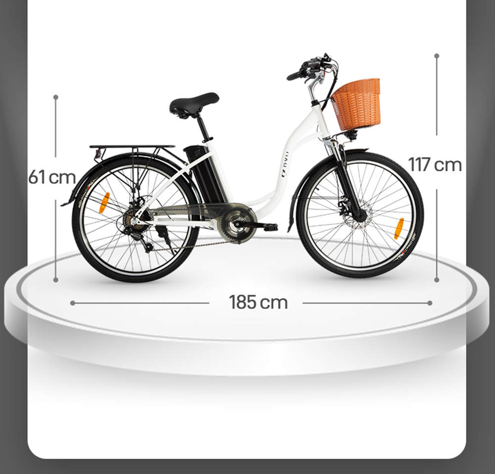 DYU C6 új verzió elektromos kerékpár 350W motor 36V 12.5AH - fehér