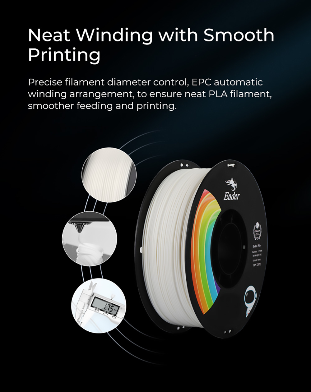 Creality Ender-PLA+ Filamento de impressão 3D de 1,75 mm branco