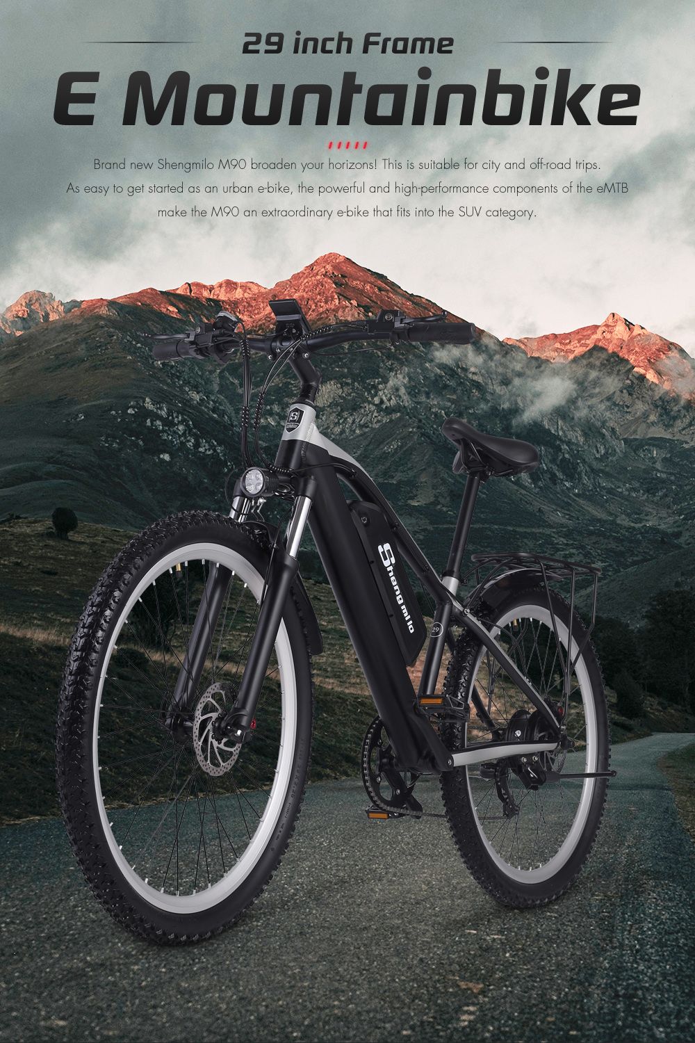 Shengmilo M90 Mountain E-bike 29 Inch 500W 48V 17Ah 40km/h Max Speed 180kg Max Load Electric Bike - Black
