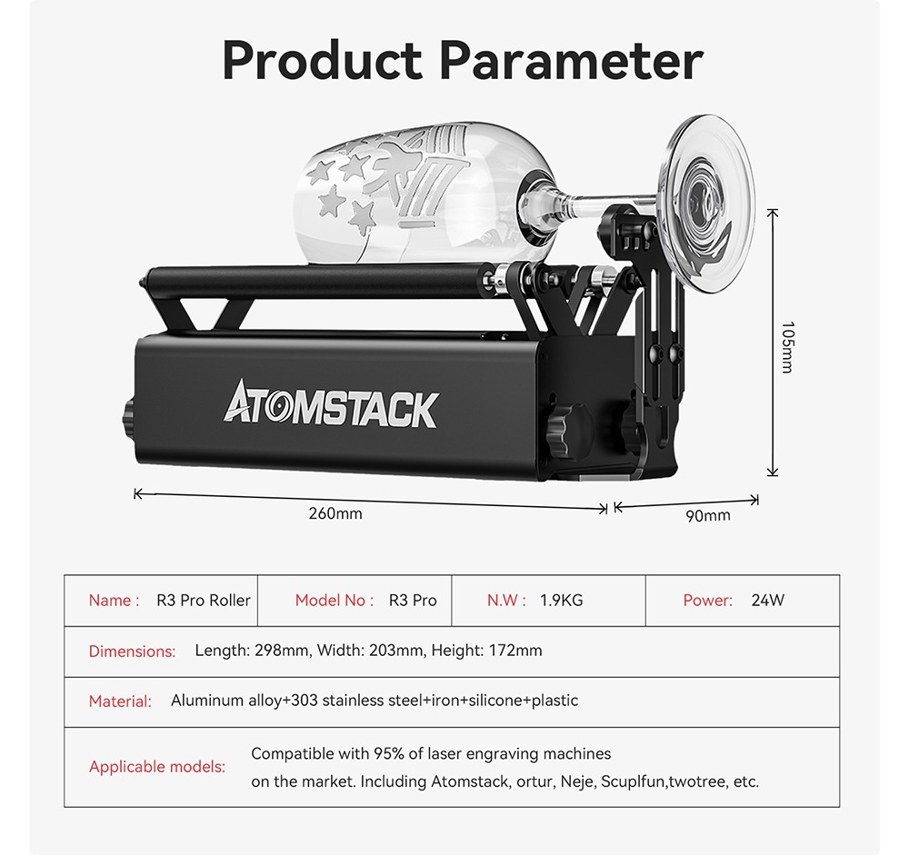 Rolo giratório ATOMSTACK R3 Pro