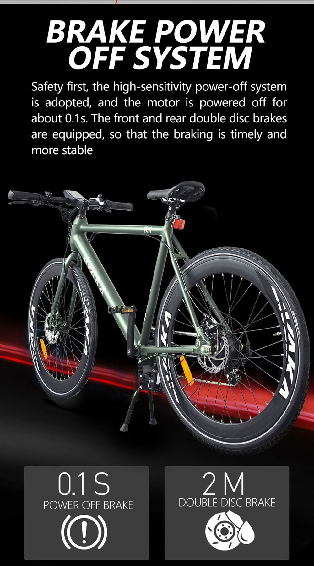 AVAKA R1 Electric Bike 250W Brushless Motor 25km/h Max Speed 9Ah Battery Shimano 7-Speed Transmission - Matte Blue