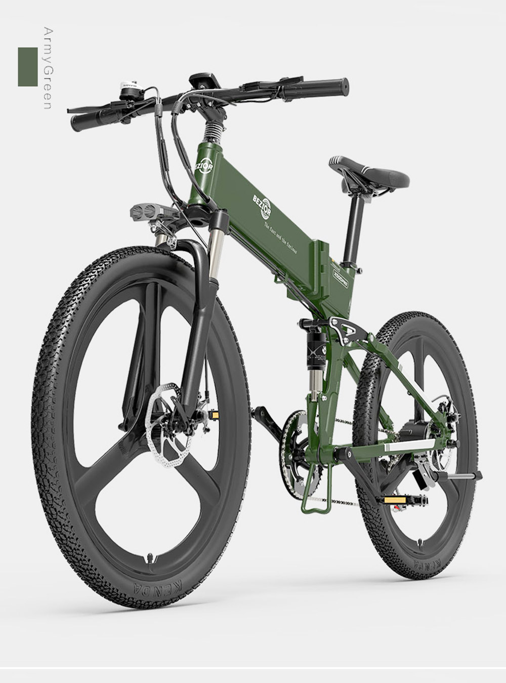 Mountain bike elettrica pieghevole BEZIOR X500 PRO 500W 30Km/h Nero Verde