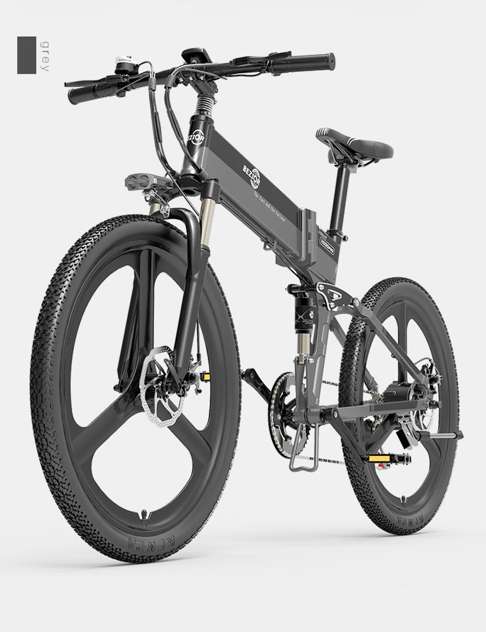 Bicicleta de montanha elétrica dobrável BEZIOR X500PRO 500W 30Km/h Preto Amarelo