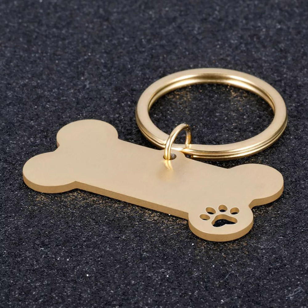 Personalized Bone Shaped Pet ID Tag, Rose Gold