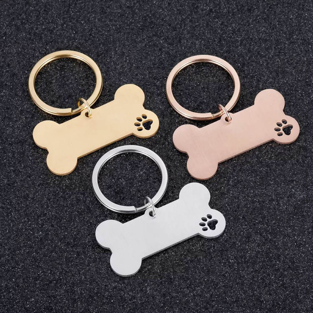 Personalized Bone Shaped Pet ID Tag, Rose Gold