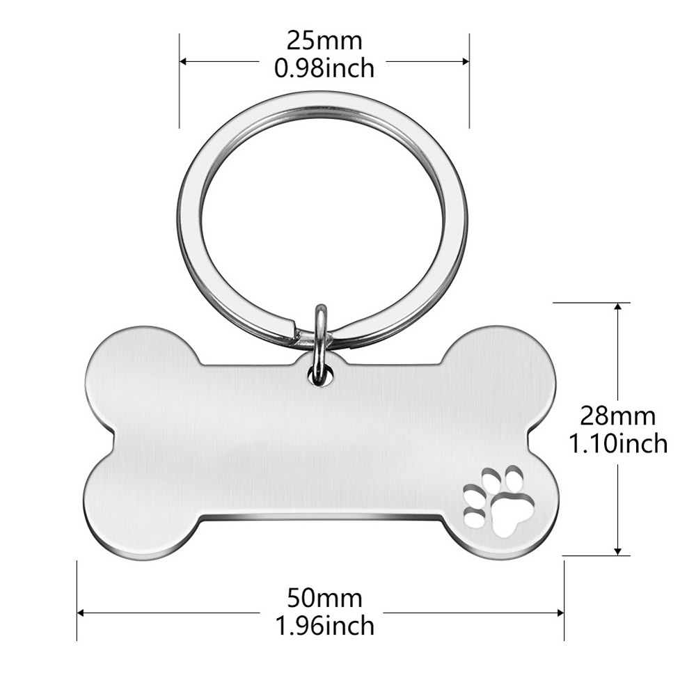 Personalized Silver Bone Shaped Pet ID Tag