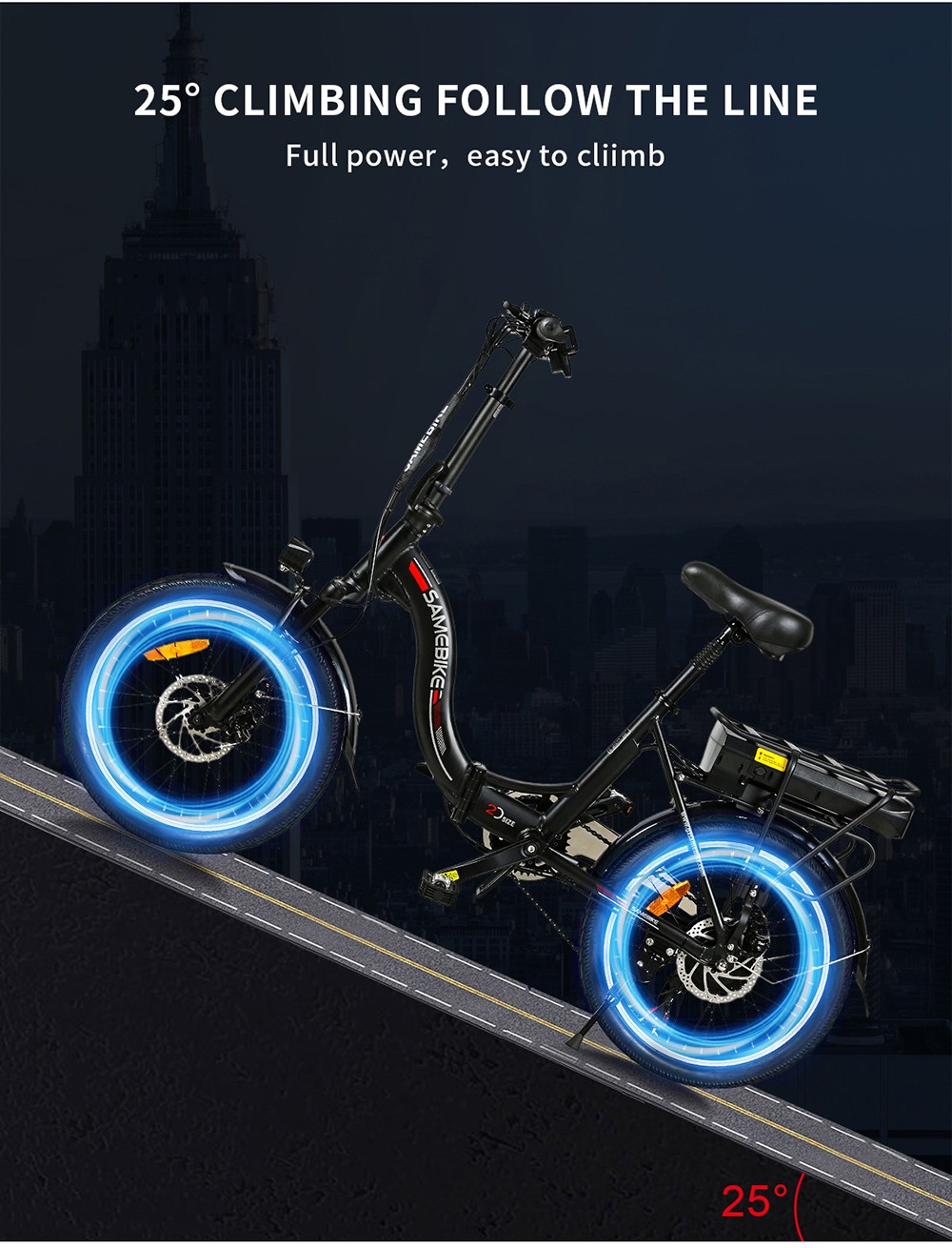 Samebike JG20 Smart Folding Electric Moped Bike 350W Motor 10Ah Battery 32km/h Max Speed 20 Inch Tire - White