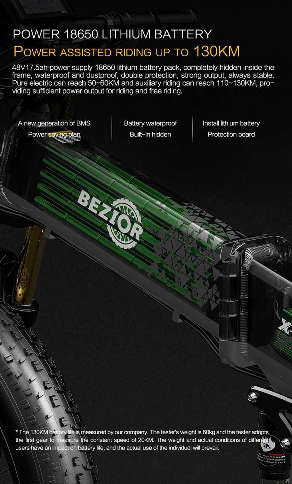 BEZIOR X-PLUS elektromos kerékpár 26 hüvelykes 1500 W 40 KM/H 48 V 17,5 Ah akkumulátor kék
