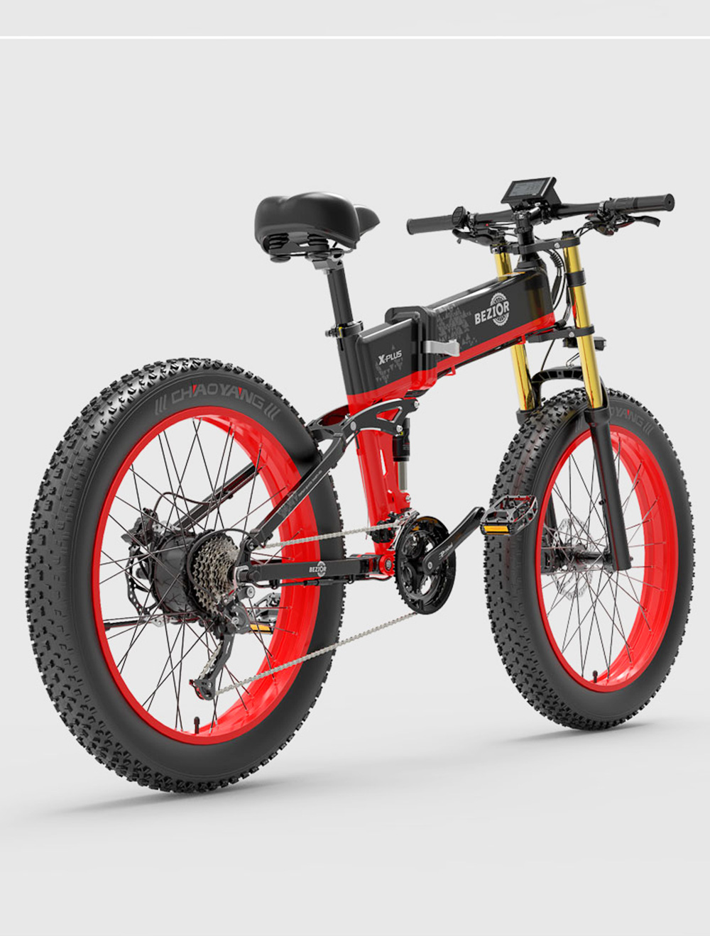 Bicicleta Elétrica BEZIOR X-PLUS 26in 1500W 40KM/H 48V 17.5Ah Bateria Vermelha