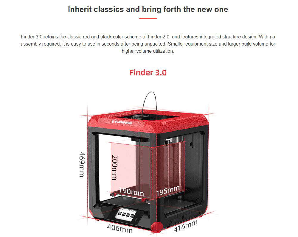 Impresora 3D Flashforge Finder 3 con extrusora directa